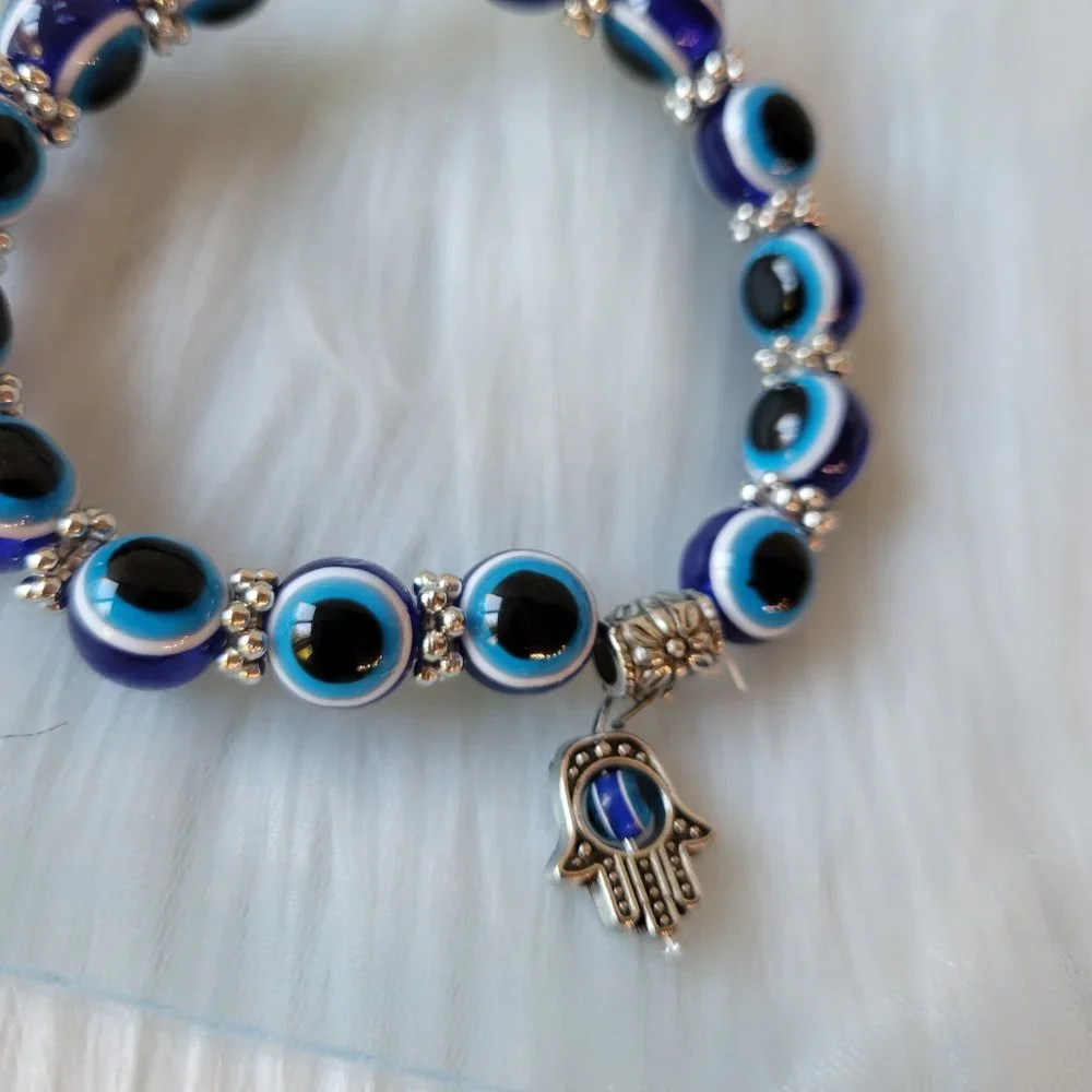 Evil Eye Hamsa Hand Beaded Bracelet